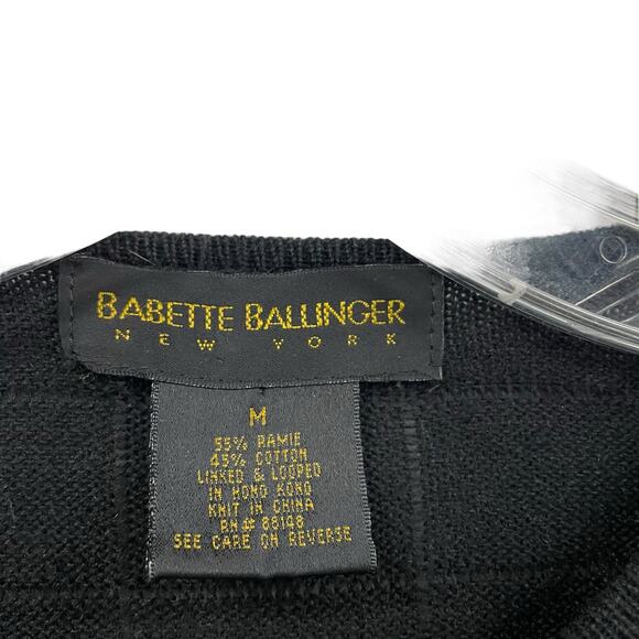 Vintage Babette Ballinger Button Up Floral Embellished Cardigan Black Medium - Picture 4 of 5